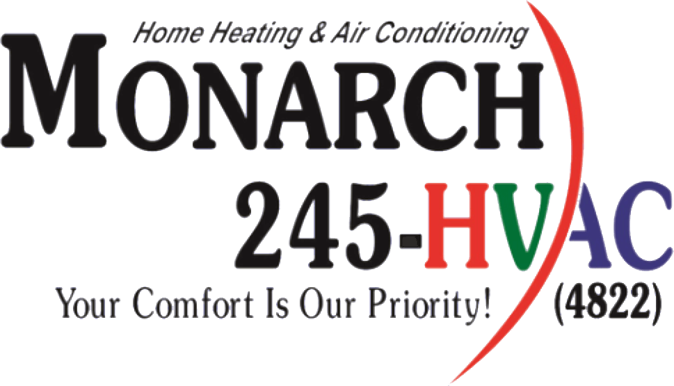 Monarch-Heating-Air-Logo Logo for Monarch Home Heating & Air Conditioning. Text reads “245-HVAC” in a mix of colors. Slogan: “Your Comfort Is Our Priority!”.